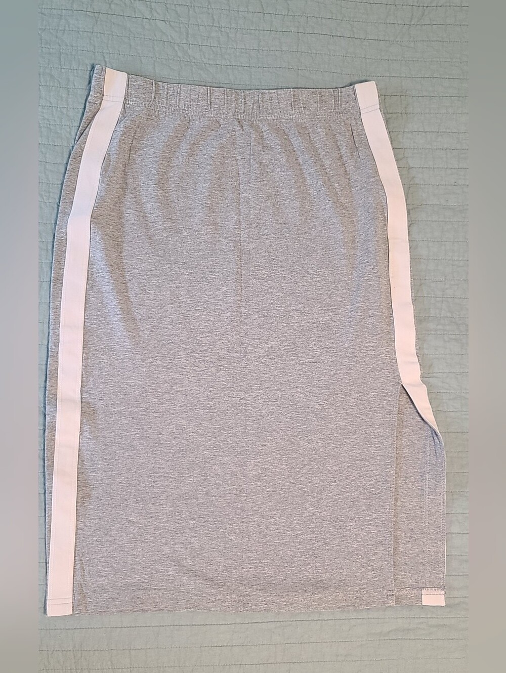 TNA Gray Knit Midi Skirt with White Side Stripes